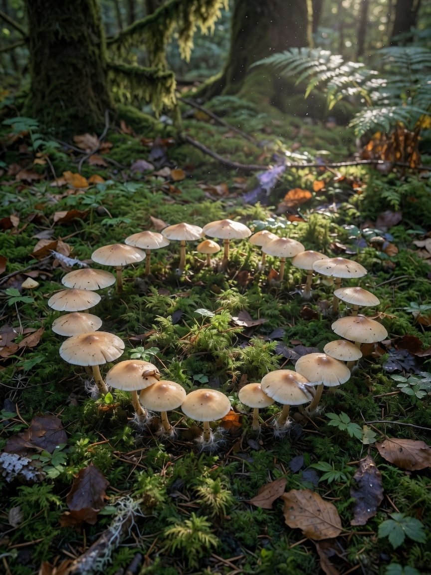 A still forest floor — the subconscious holding what time did not finish.