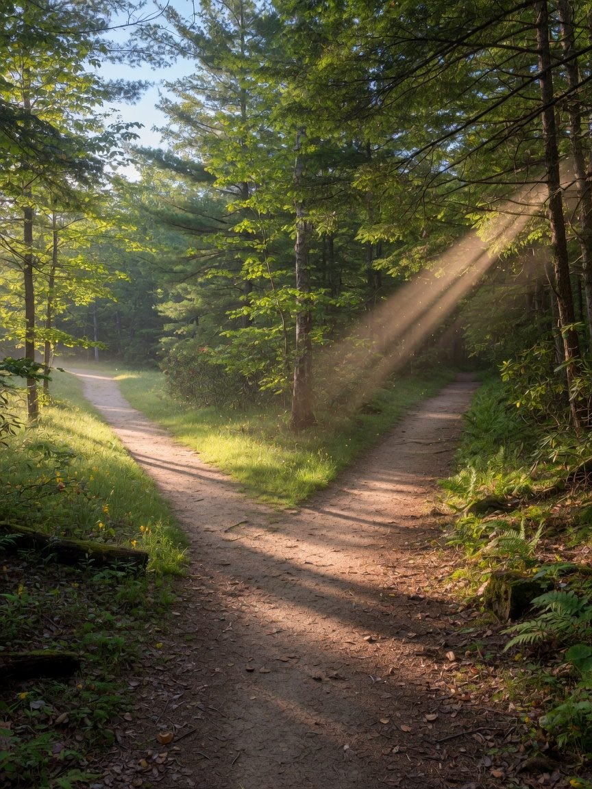 Two sunlit paths — Shaking Medicine and TRE share a root, then travel differently.