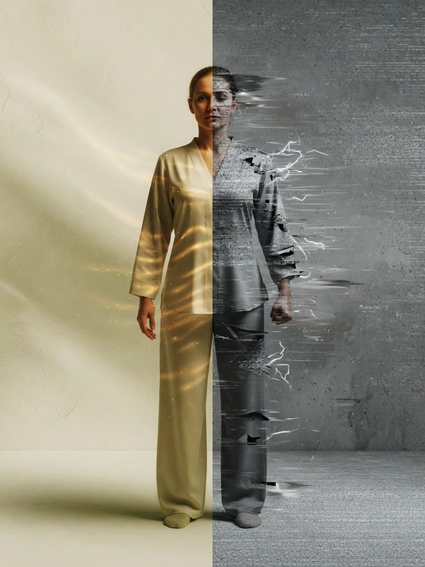 Therapeutic shimmer versus distressed static — two kinds of shaking.