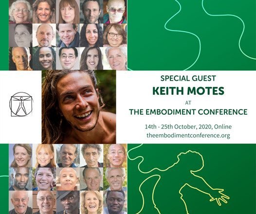 The Embodiment Conference graphic naming Keith Motes as a special guest, 14–25 October 2020