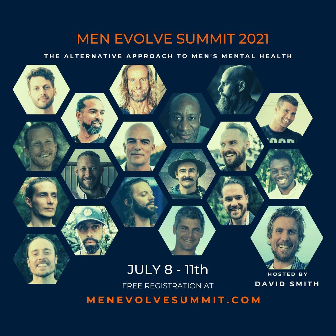 Poster for the Men Evolve Summit, 8–11 July 2021