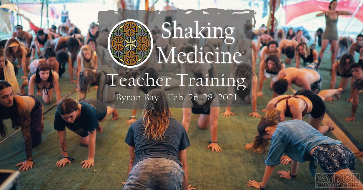Cover for the Shaking Medicine teacher training in Byron Bay, 26–28 February 2021