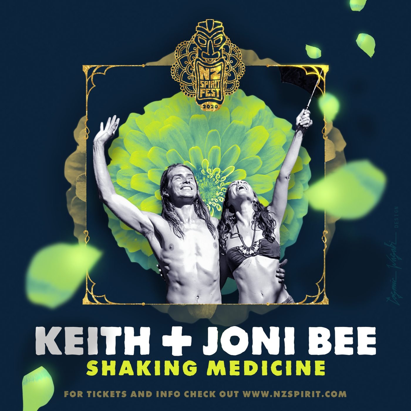 Poster for Keith and Joni Bee, Shaking Medicine, at NZ Spirit Fest 2020