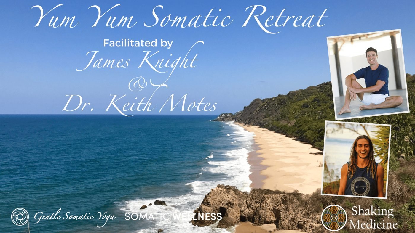 Poster for the Yum Yum Somatic Retreat, facilitated by James Knight and Dr Keith Motes