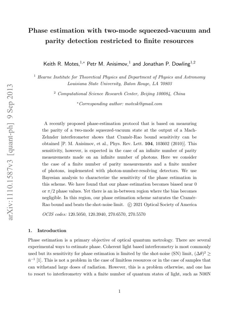 Phase estimation with two-mode squeezed-vacuum and parity detection restricted to finite resources