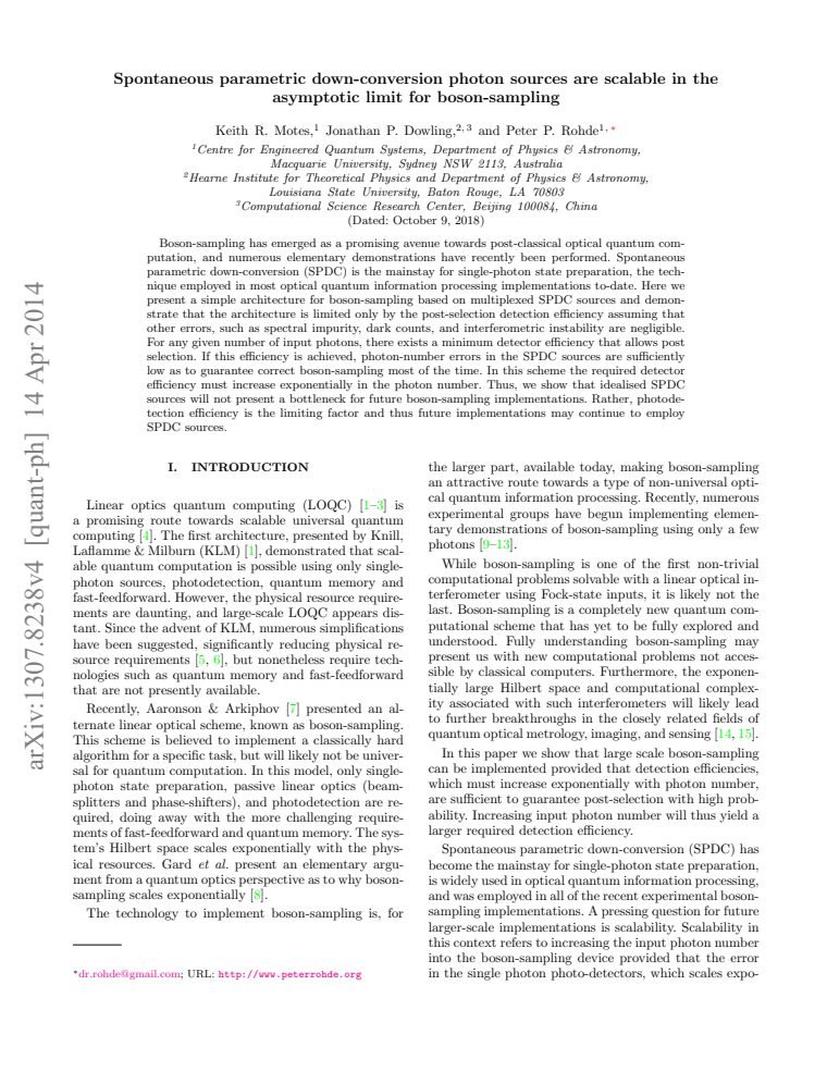 Spontaneous parametric down-conversion photon sources are scalable in the asymptotic limit for boson-sampling