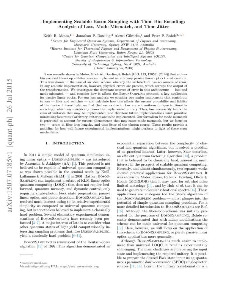 Implementing Scalable Boson Sampling with Time-Bin Encoding: Analysis of Loss, Mode Mismatch, and Time Jitter